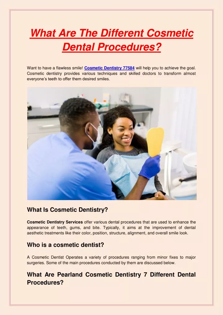 what are the different cosmetic dental procedures