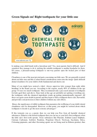 Green Signals on! Right toothpaste for your little one