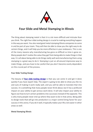 four slide and metal stamping in illinois