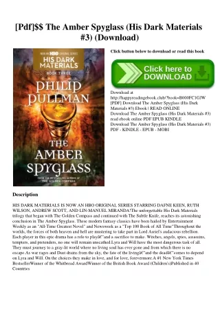 [Pdf]$$ The Amber Spyglass (His Dark Materials #3) (Download)