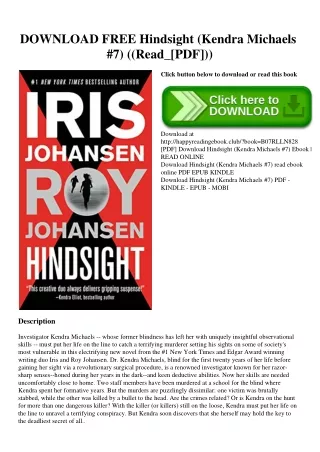 DOWNLOAD FREE Hindsight (Kendra Michaels #7) ((Read_[PDF]))