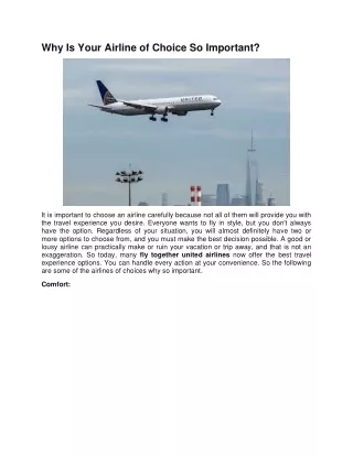 why is your airline of choice so important