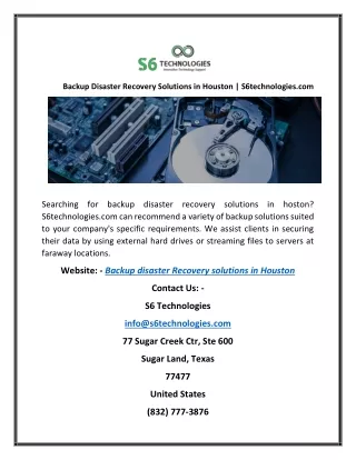 Backup Disaster Recovery Solutions in Houston | S6technologies.com