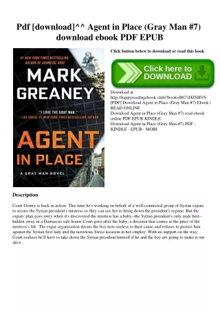 Pdf [download]^^ Agent in Place (Gray Man #7) download ebook PDF EPUB