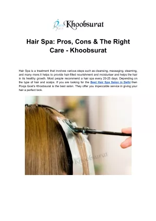 Hair Spa_ Pros, Cons & The Right Care - Khoobsurat