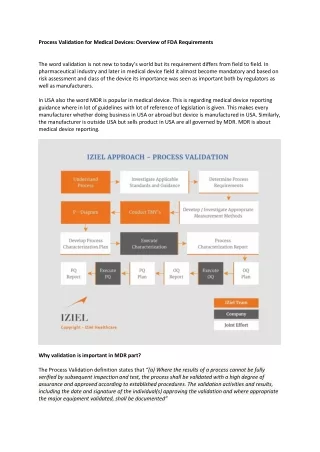 process validation for medical devices overview