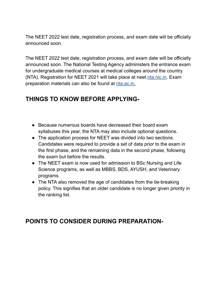 the neet 2022 test date registration process