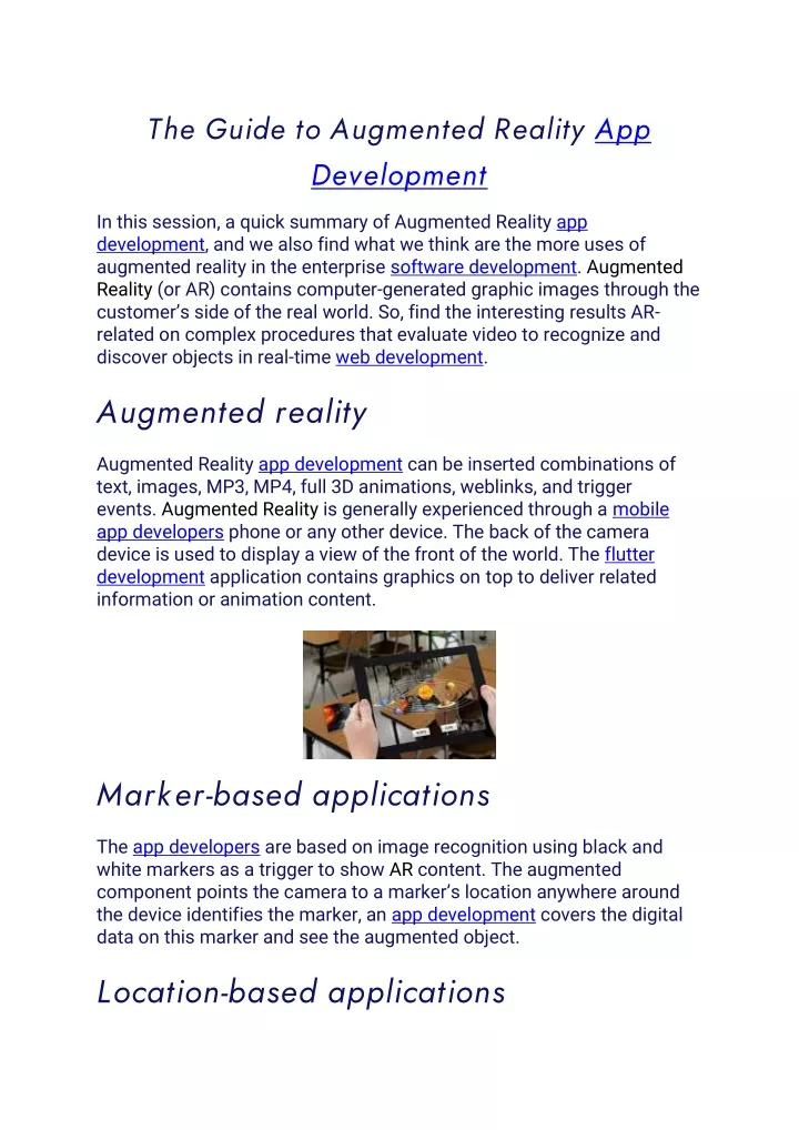the guide to augmented reality app development