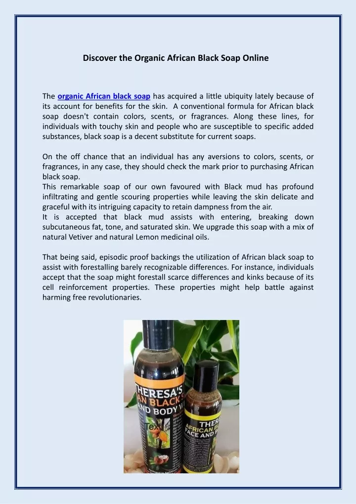 discover the organic african black soap online