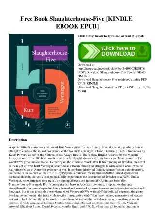 Free Book Slaughterhouse-Five [KINDLE EBOOK EPUB]