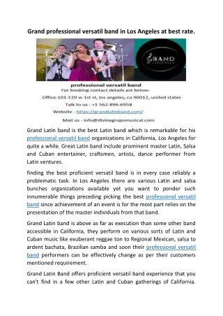 grand professional versatil band in los angeles
