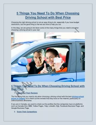 Driving School Prices Calgary | Tips for When Choosing Driving School