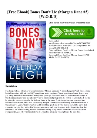 [Free Ebook] Bones Don't Lie (Morgan Dane #3) [W.O.R.D]