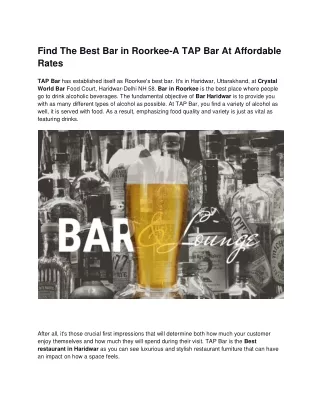 Best Bar in Roorkee - The Alcohal Project