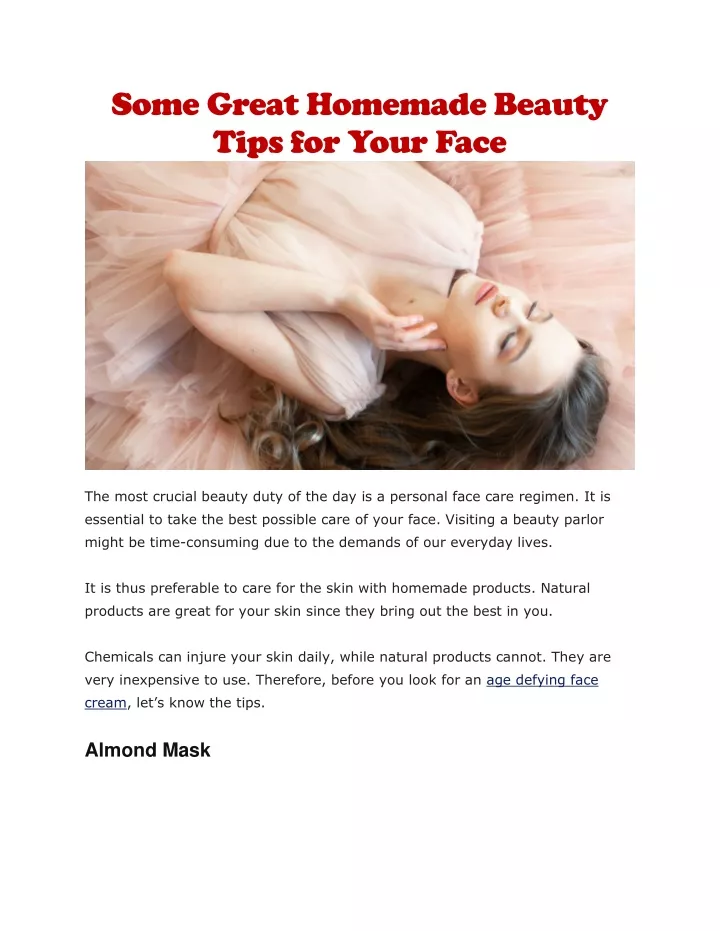 some great homemade beauty tips for your face