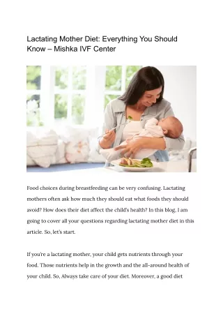 Lactating Mother Diet: Everything You Should Know – Mishka IVF Center