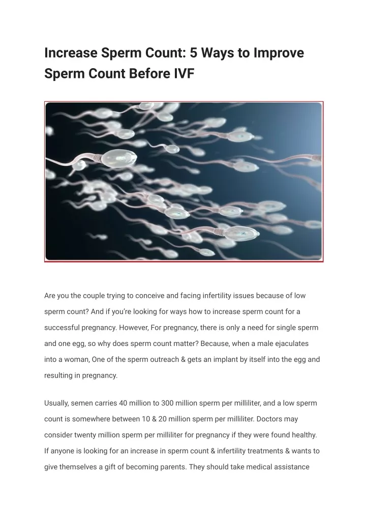 increase sperm count 5 ways to improve sperm