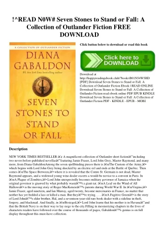 !^READ N0W# Seven Stones to Stand or Fall A Collection of Outlander Fiction FREE DOWNLOAD