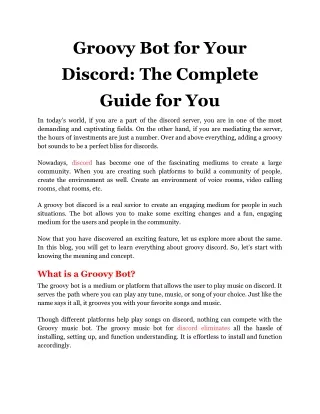 groovy bot for your discord the complete guide