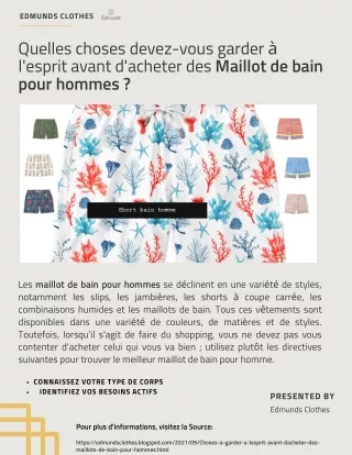 Les éléments à prendre en compte avant d'acheter un maillot de bain pour hommes