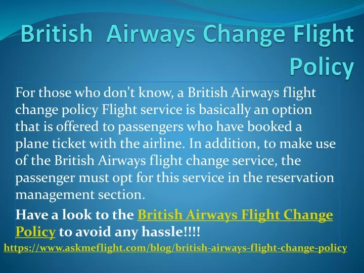 british airways change flight policy