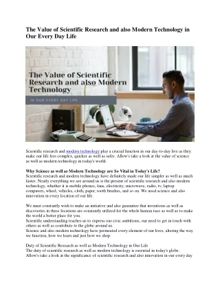 the value of scientific research and also modern