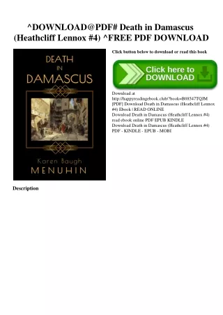 ^DOWNLOAD@PDF# Death in Damascus (Heathcliff Lennox #4) ^FREE PDF DOWNLOAD
