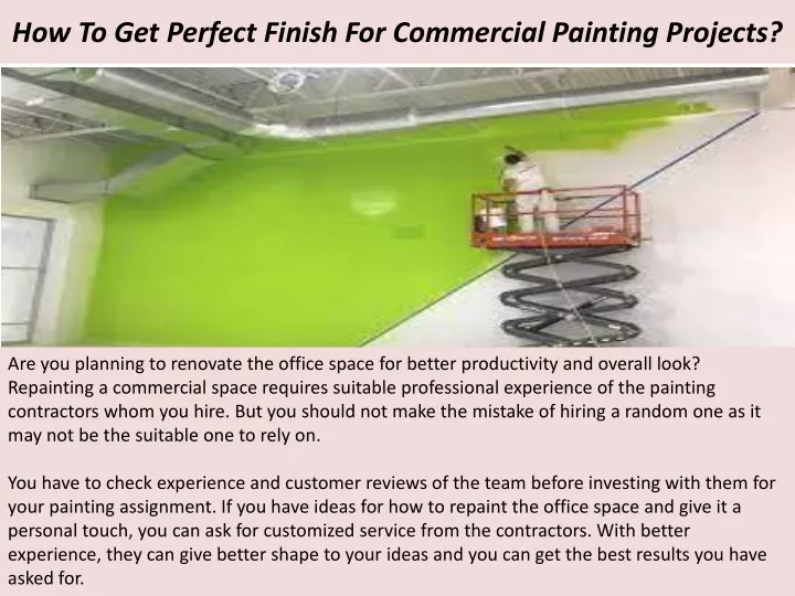 how to get perfect finish for commercial painting projects