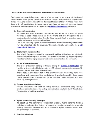 What are the most effective methods for commercial construction