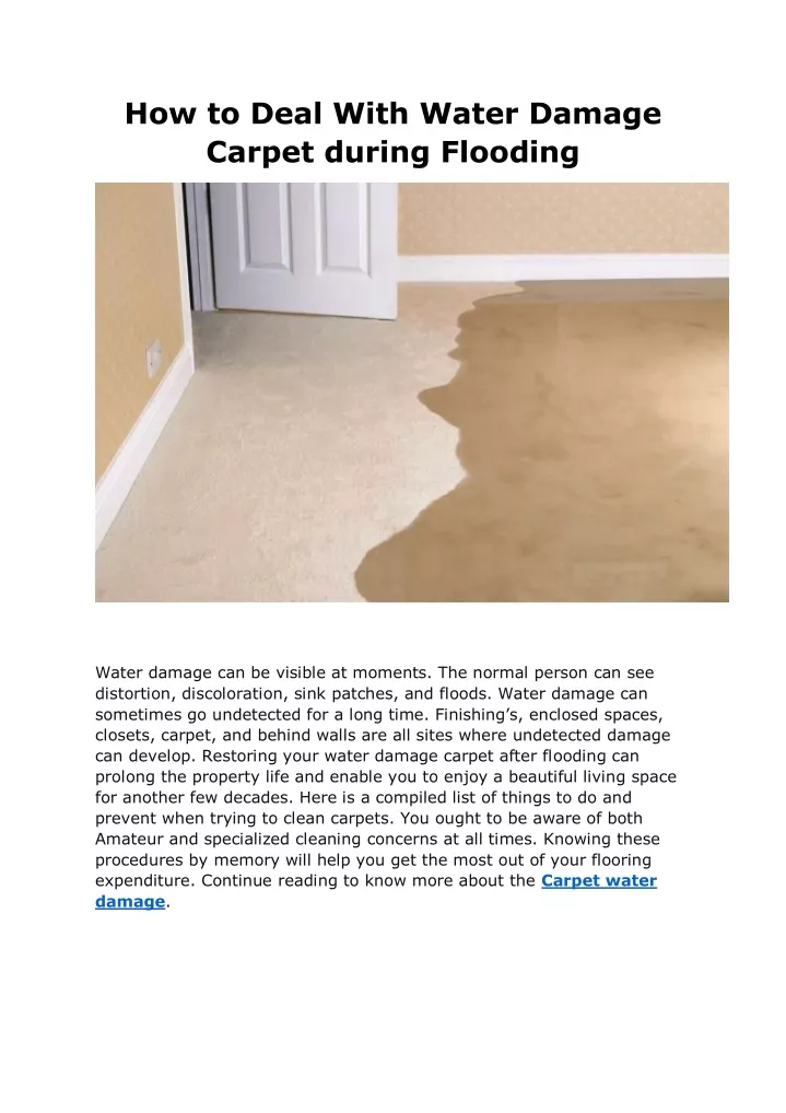 how to deal with water damage carpet during