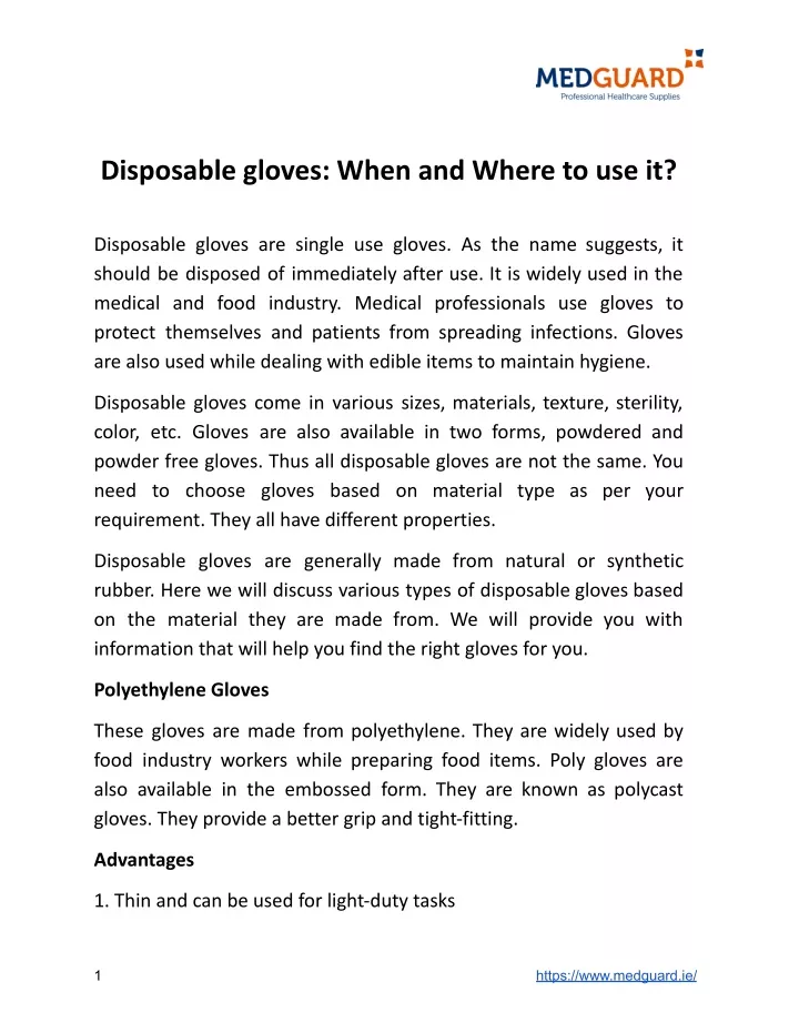 disposable gloves when and where to use it