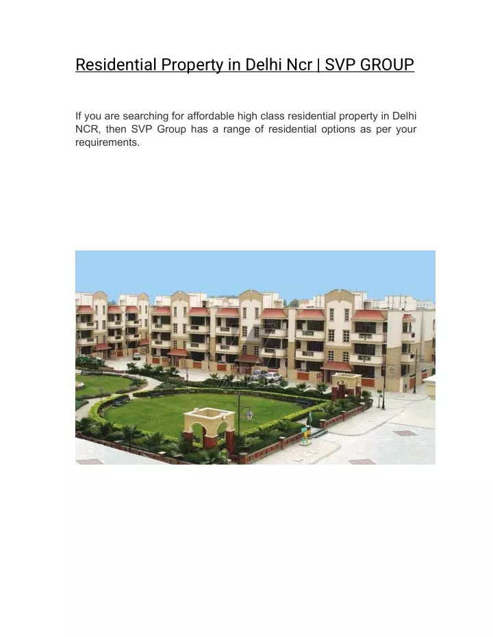 residential property in delhi ncr svp group