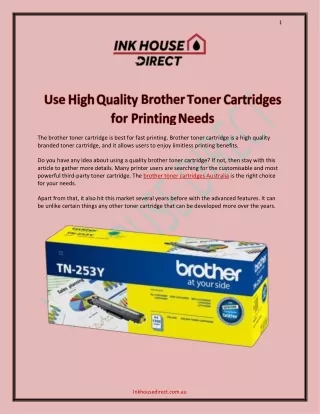 Use High Quality Brother Toner Cartridges for Printing Needs