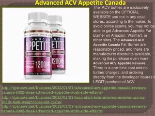 Advanced ACV Appetite Canada