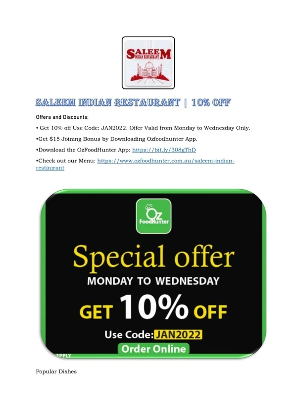 Saleem Indian Restaurant JAN2022