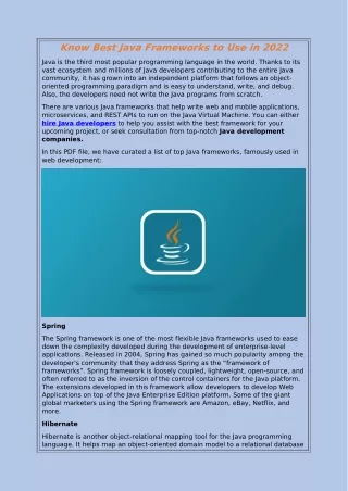 know best java frameworks to use in 2022
