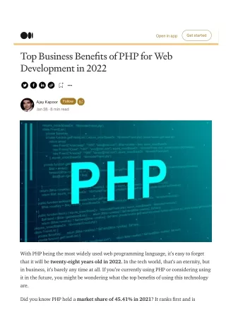 Top Business Benefits of PHP for Web Development in 2022
