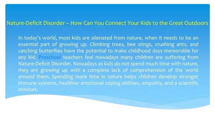 nature deficit disorder how can you connect your