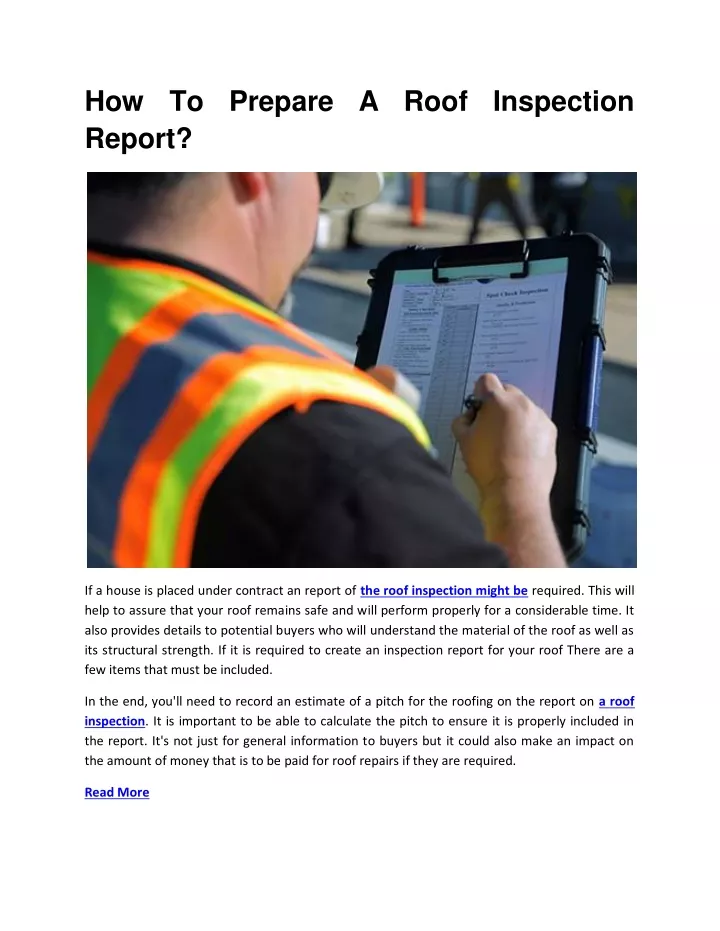 how to prepare a roof inspection report