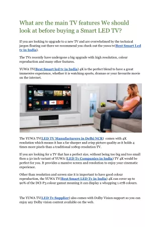 what are the main tv features we should look