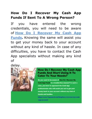 How Do I Recover My Cash App Funds If Sent To A Wrong Person?
