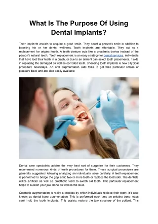 What Is The Purpose Of Using Dental Implants