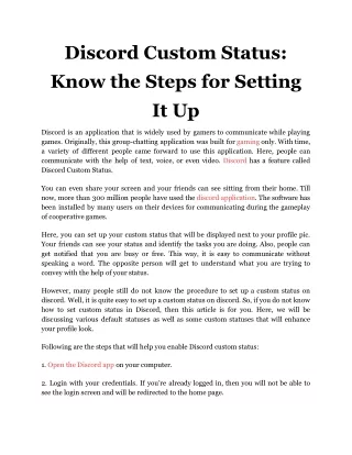 discord custom status know the steps for setting