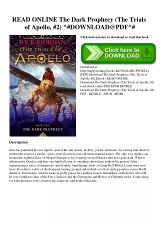 READ ONLINE The Dark Prophecy (The Trials of Apollo  #2) ^#DOWNLOAD@PDF^#