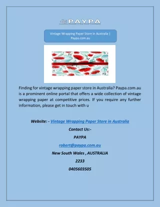 Vintage Wrapping Paper Store In Australia | Paypa.com.au