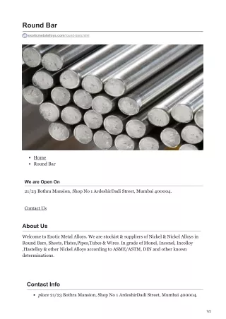 Inconel 625 Round Bar