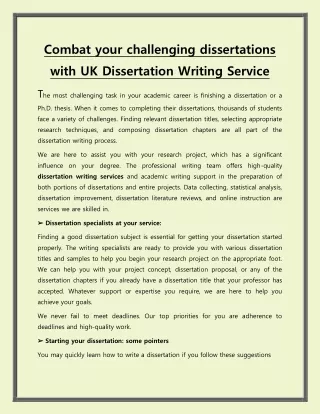 combat your challenging dissertations with