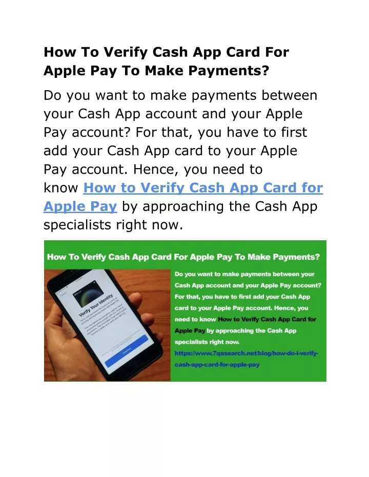 how to verify cash app card for apple pay to make