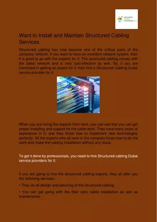 want to install and maintain structured cabling