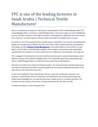 FPC is one of the leading factories in Saudi Arabia